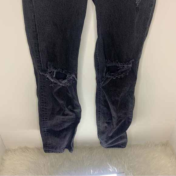 Abercrombie & Fitch Black The 90’s Straight Ultra High Rise Distressed Jeans 25 - Picture 3 of 7
